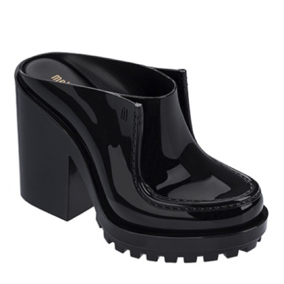 MELISSA PANAPANA MULE Black 90s Platform Office Siren Rachel Green size 5 - Picture 1 of 15